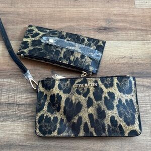 Steve Madden Gold and Black Leopard Print Wristlet Set